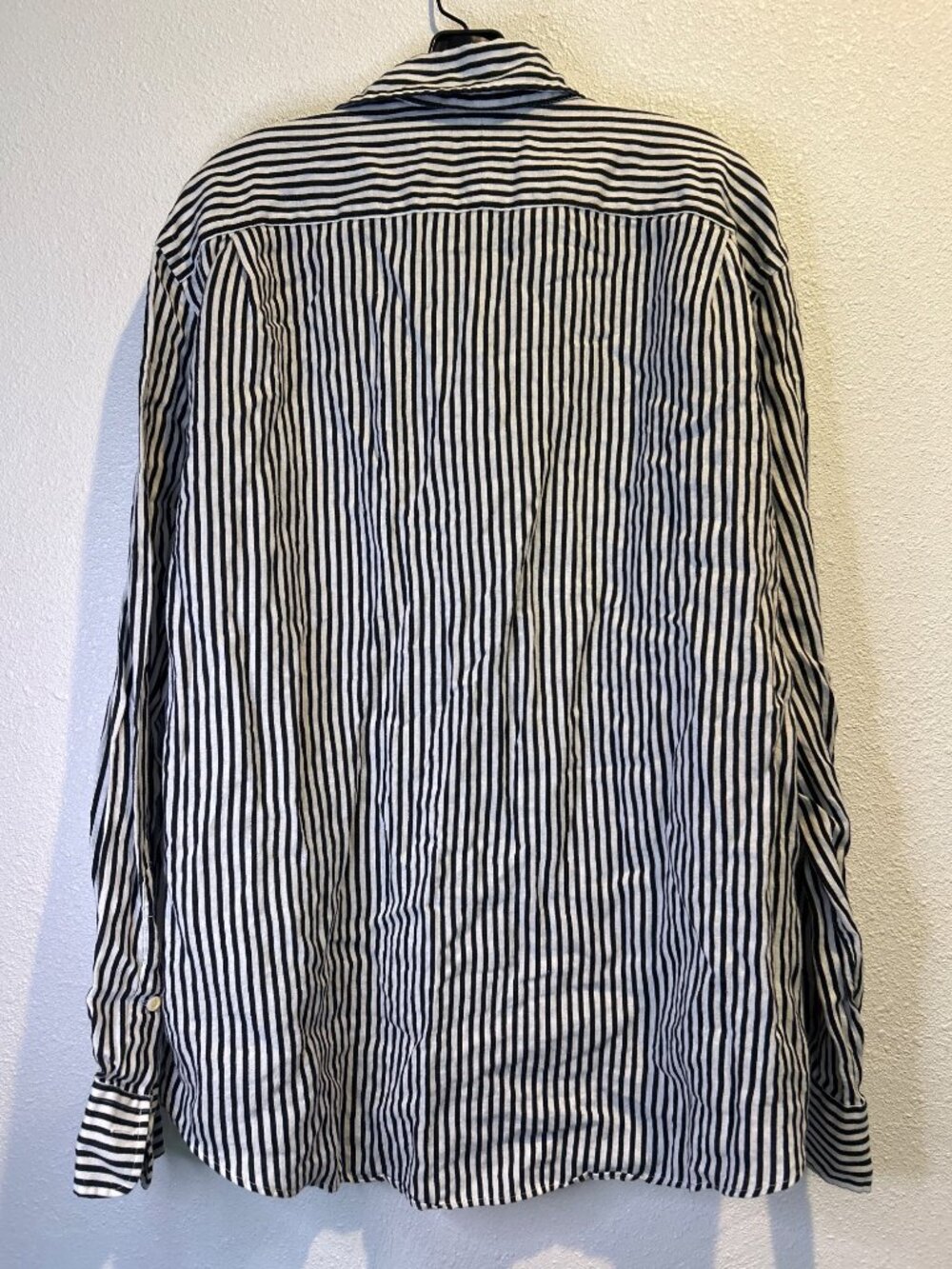 Polo Ralph Lauren 100% Linen Shirt Black White Striped Custom Fit XXL - Picture 6 of 6